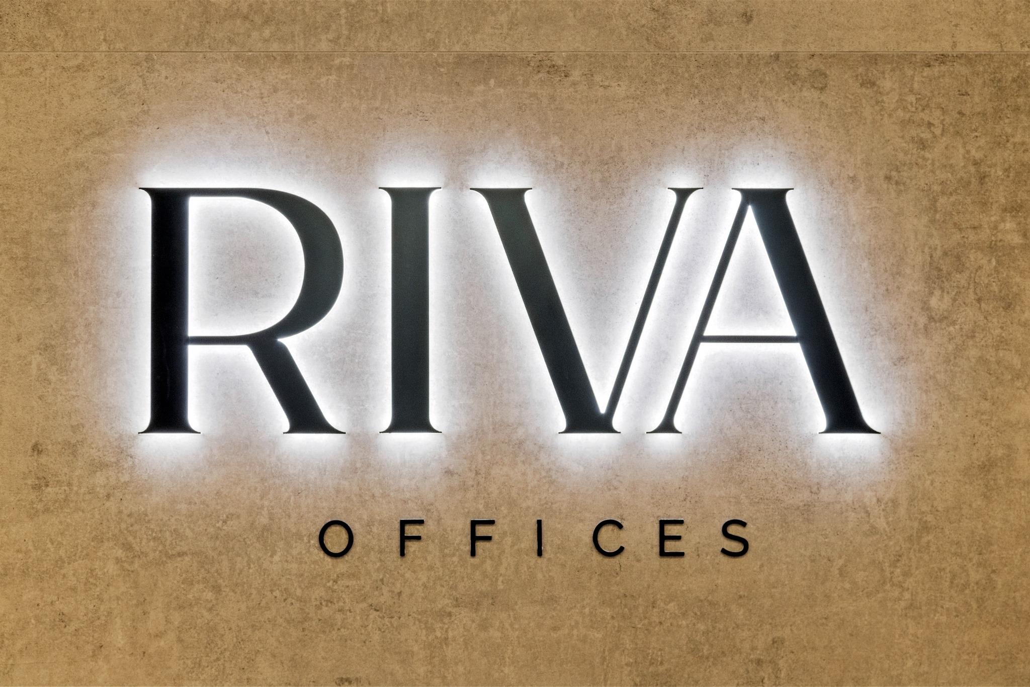 "Riva Offices illuminated signage – corporate office fitout in Robina, Gold Coast"