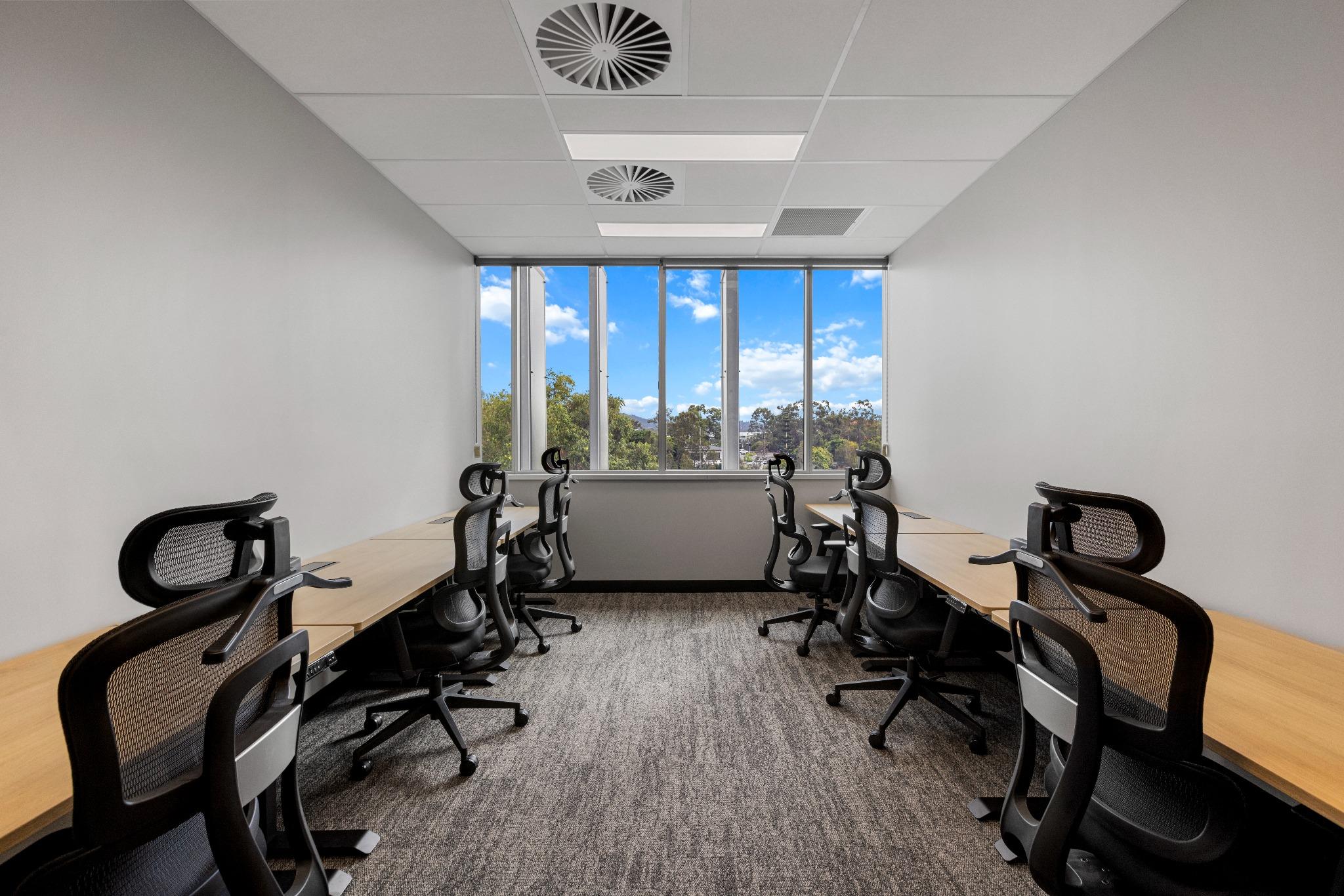 Private office with natural light and ergonomic chairs – commercial office fitout Gold Coast