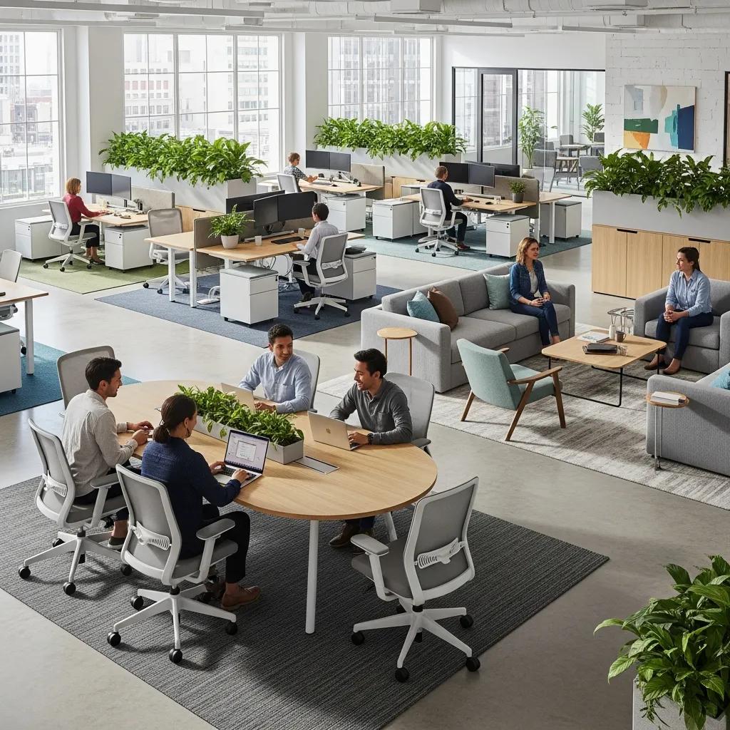 Modern office interior highlighting effective space planning and ergonomic design