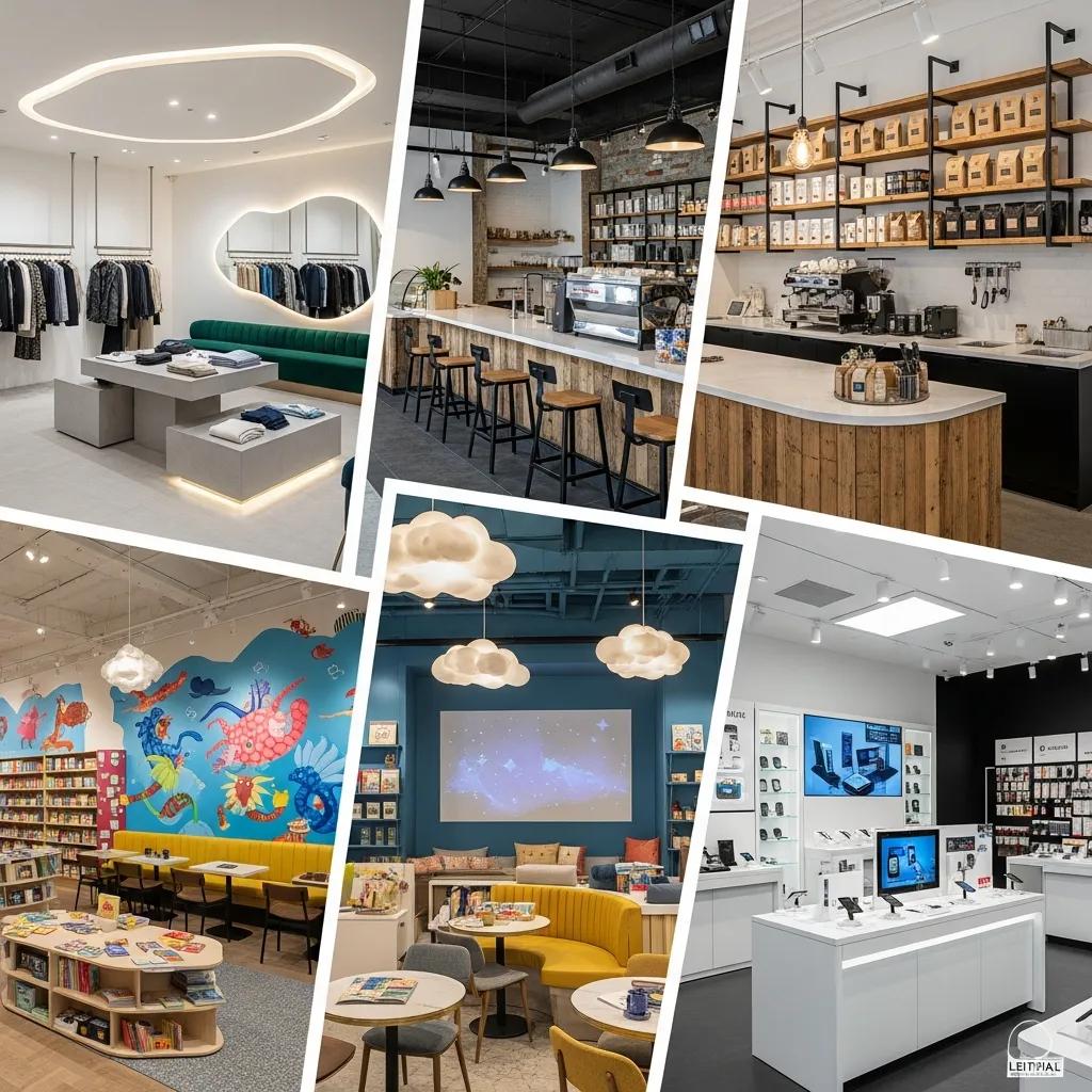 Collage of successful retail fitout projects showcasing diverse design styles and functionalities
