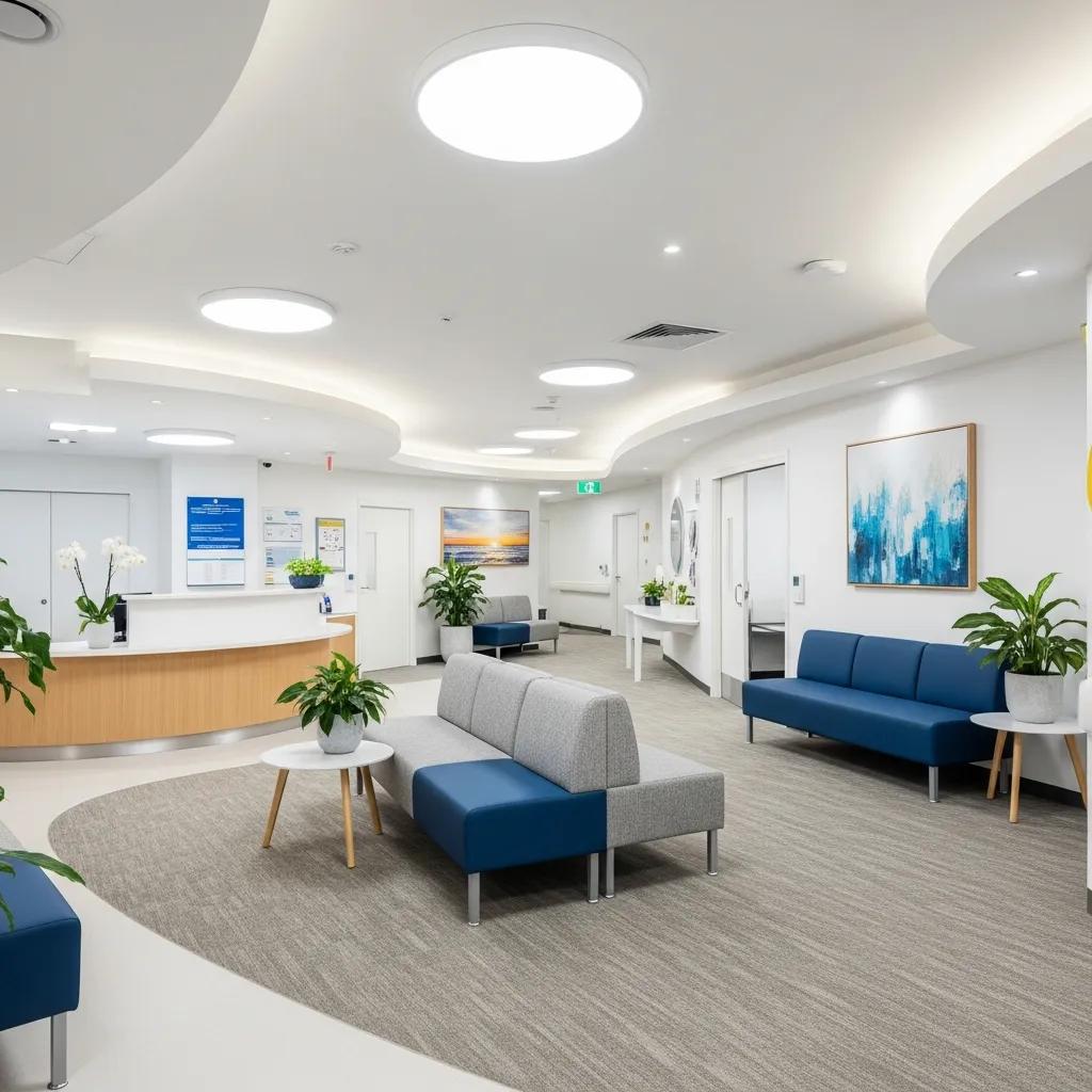 Modern medical fitout in a Gold Coast healthcare facility with a welcoming reception area